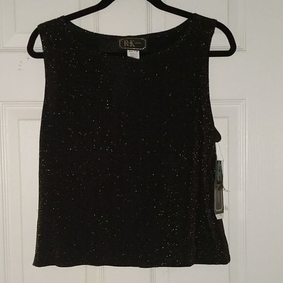 R&K Evening black  shimmery elegant blouse Sz 16 - Picture 1 of 5